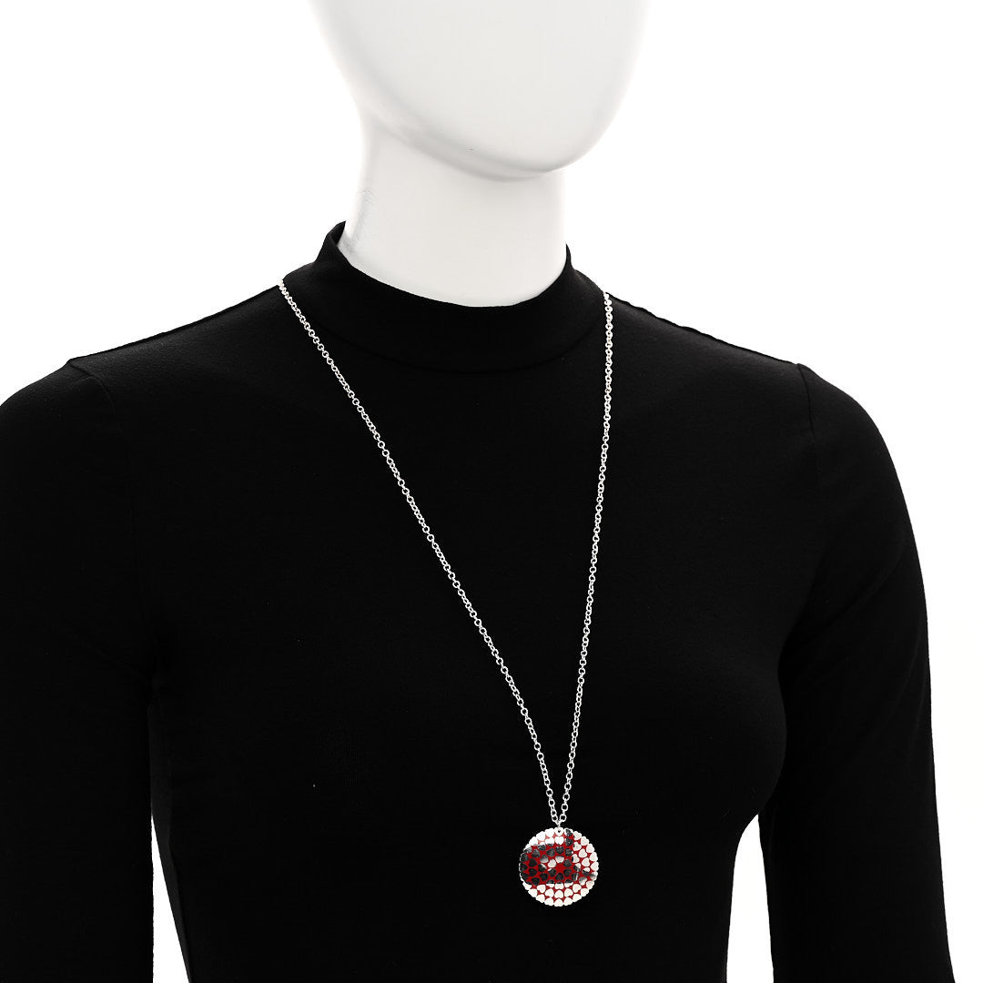 Sterling Silver Enamel Paloma Picasso Large Crown of Hearts Pendant Necklace Red