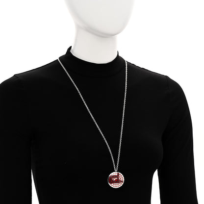 Tiffany Sterling Silver Enamel Paloma Picasso Large Crown of Hearts Pendant Necklace Red 2 of 5