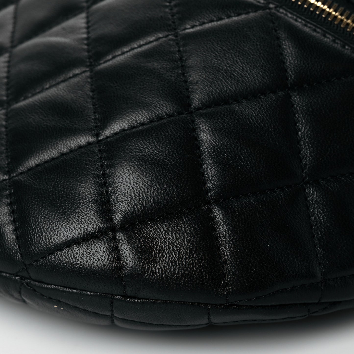 Lambskin Pearl Quilted CC Belt Bag Black