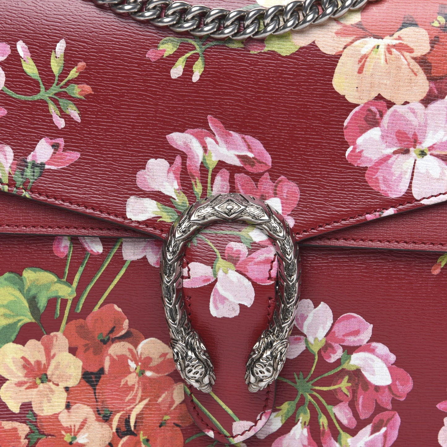 Calfskin Blooms Print Medium Dionysus Shoulder Bag Romantic Cherry Multicolor