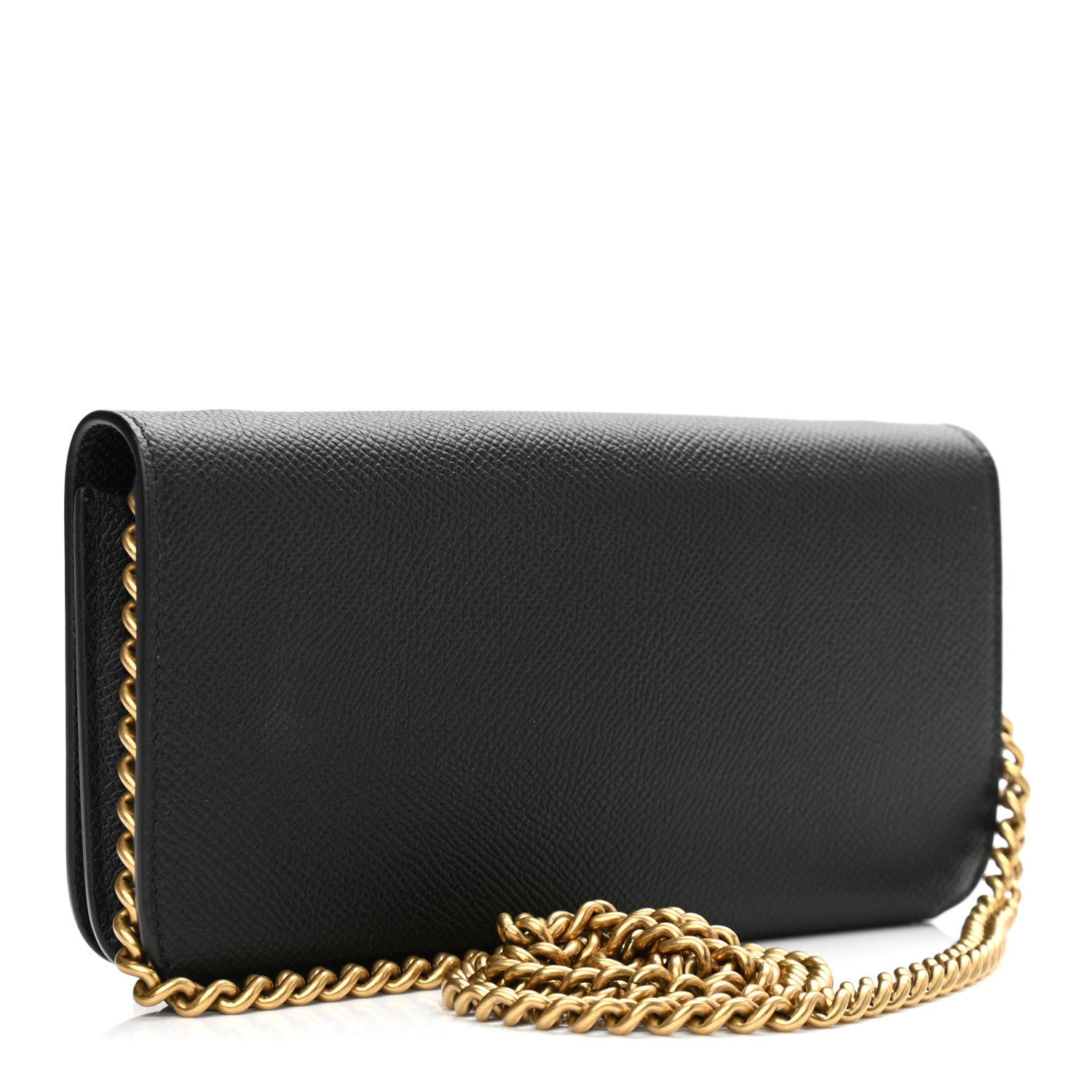 Balenciaga Grained Calfskin Logo Cash Continental Wallet on Chain Black White 3 of 11