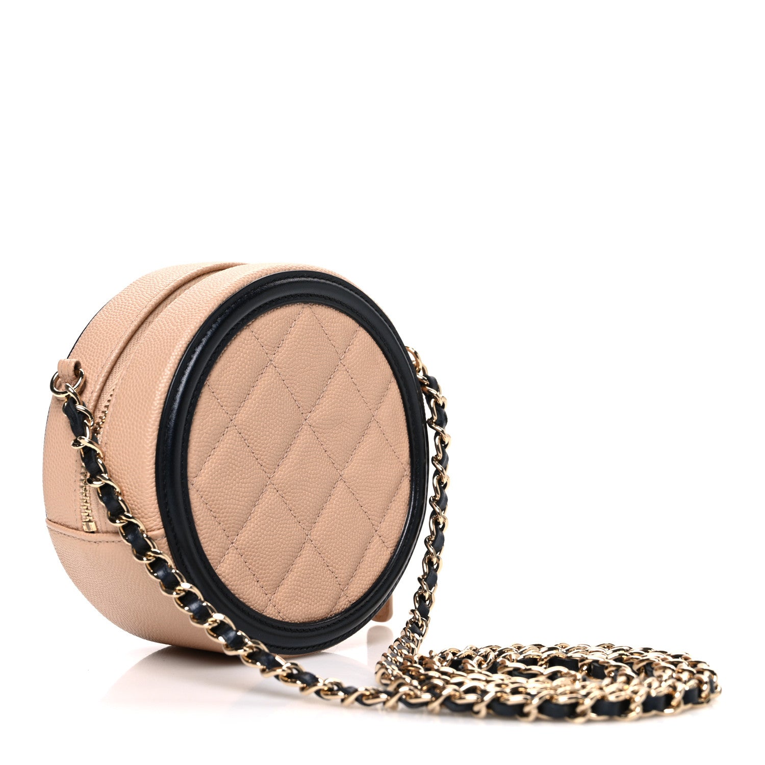 Chanel Caviar Quilted Round Filigree Crossbody Beige Black 3 of 10