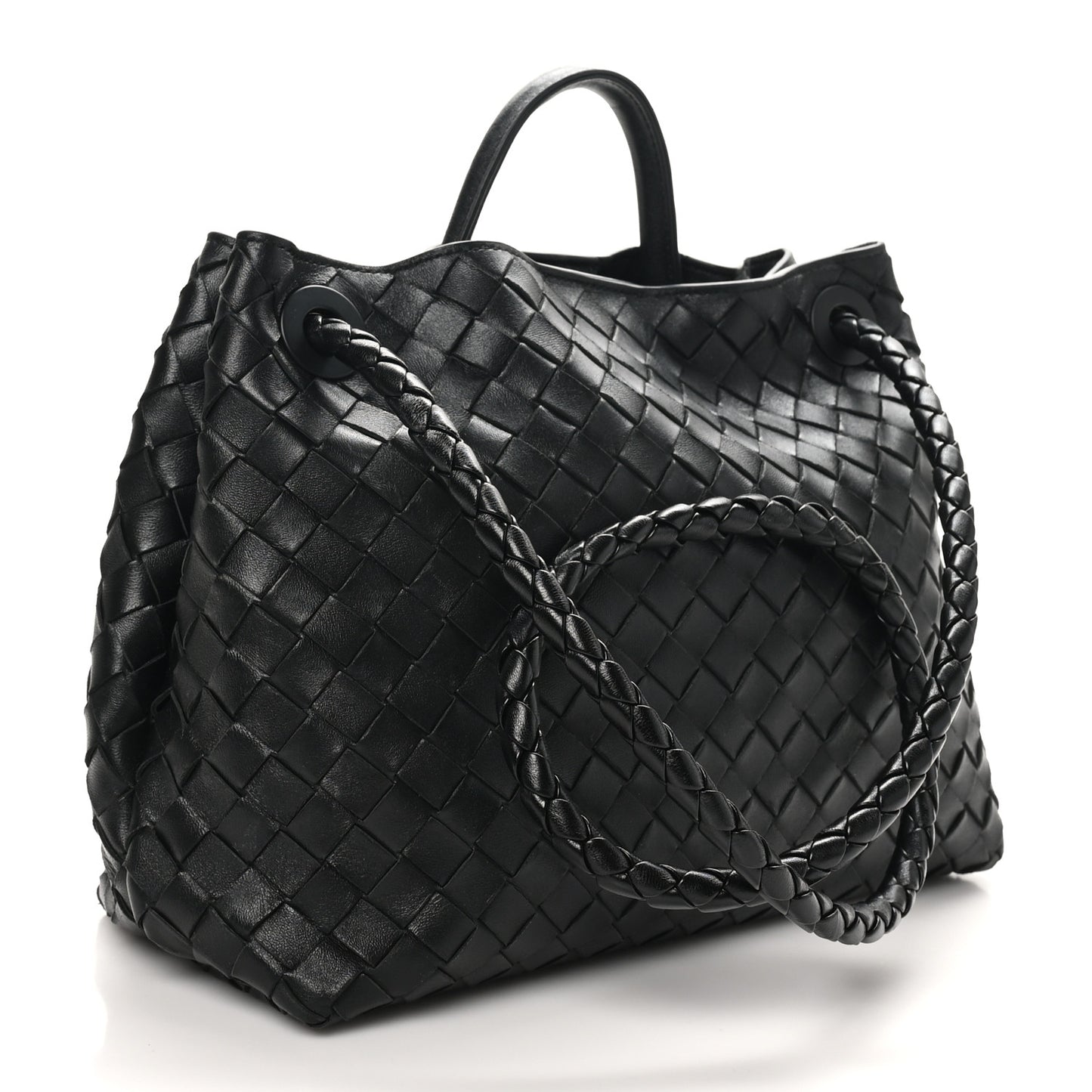Nappa Intrecciato Medium Andiamo Shoulder Bag Black