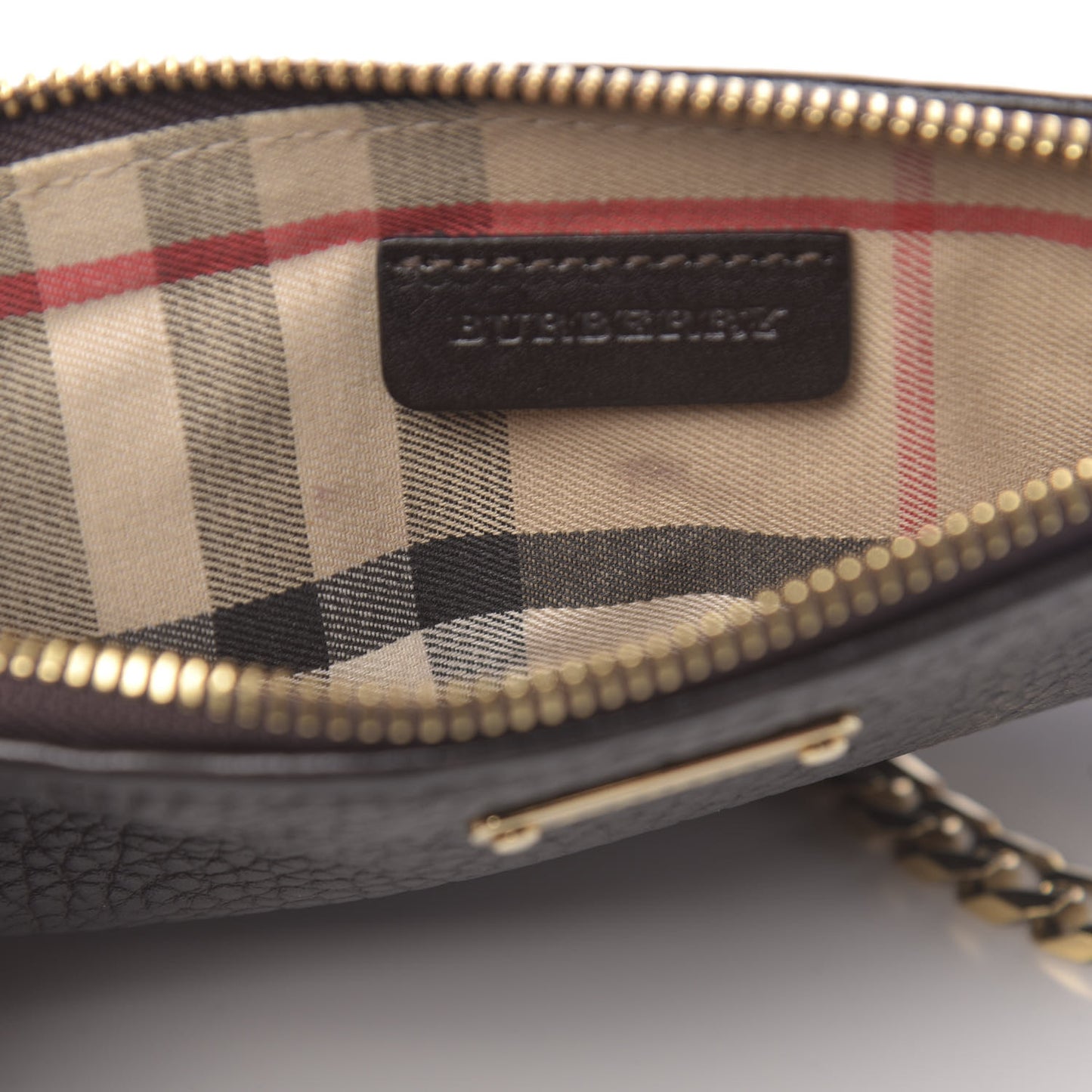 Grainy Calfskin Chain Pochette Dark Brown