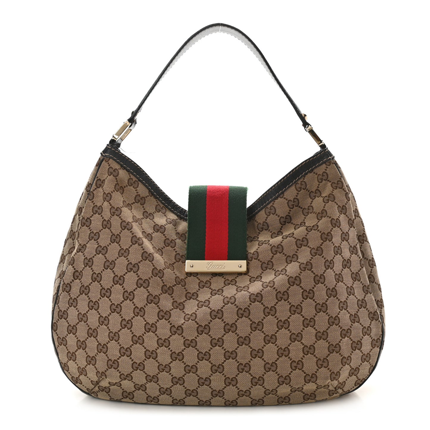 Monogram Large New Ladies Web Hobo Dark Brown