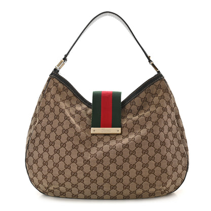 Gucci Monogram Large New Ladies Web Hobo Dark Brown 1 of 17