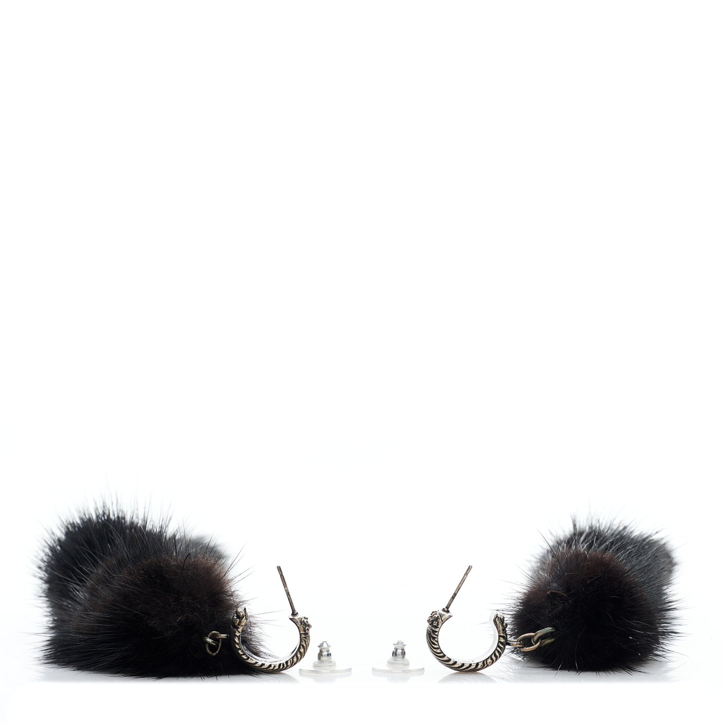 Mink Tail Drop Earrings Black