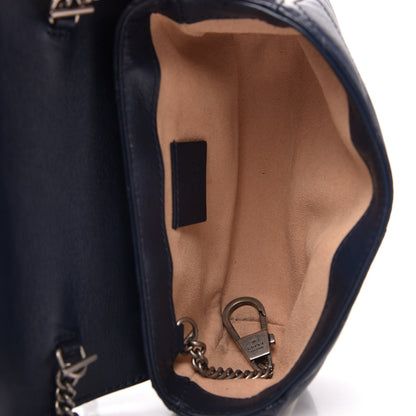 Gucci Vintage Effect Calfskin Matelasse Diagonal Super Mini Torchon GG Marmont Shoulder Bag Blue Agata Mystic White 5 of 11