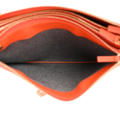 Celine Lambskin Large Trio Crossbody Bag Orange 5 of 15