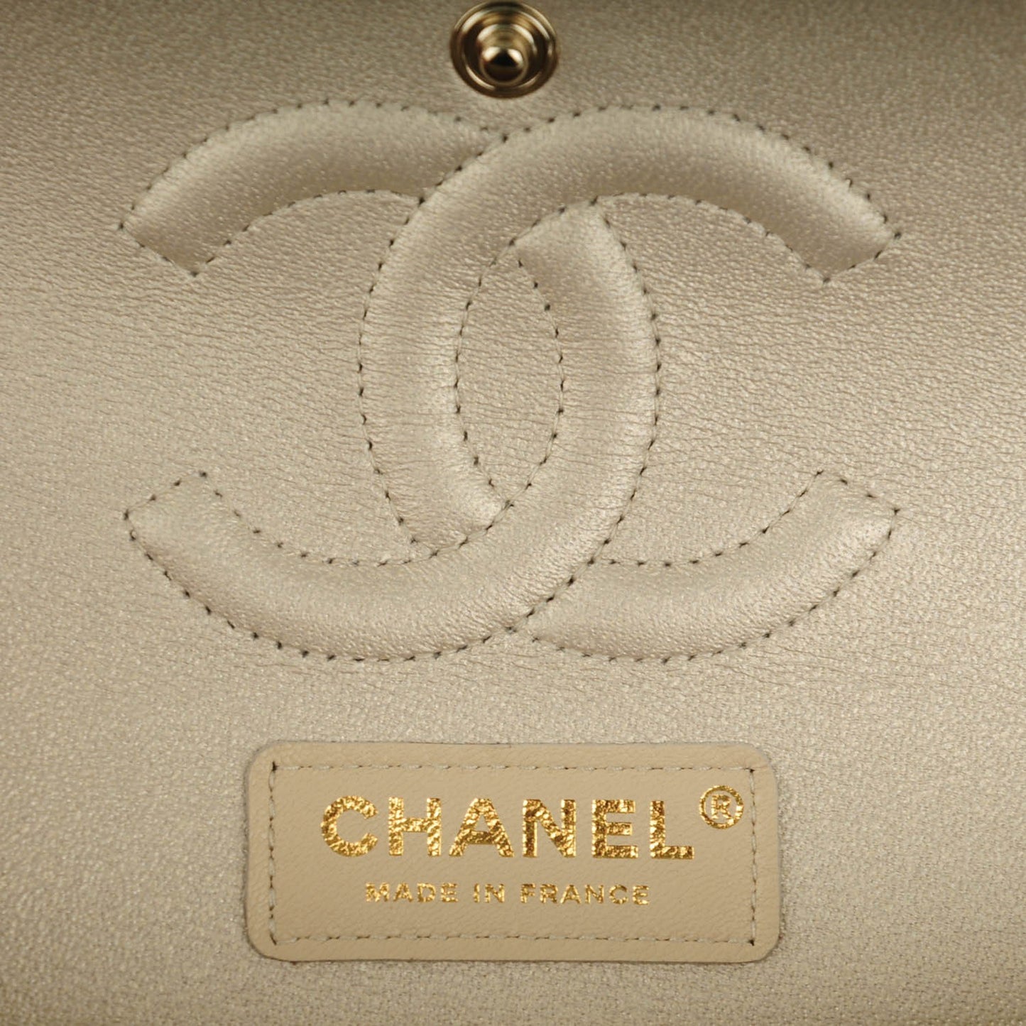 Metallic Caviar Quilted Medium Double Flap Light Gold