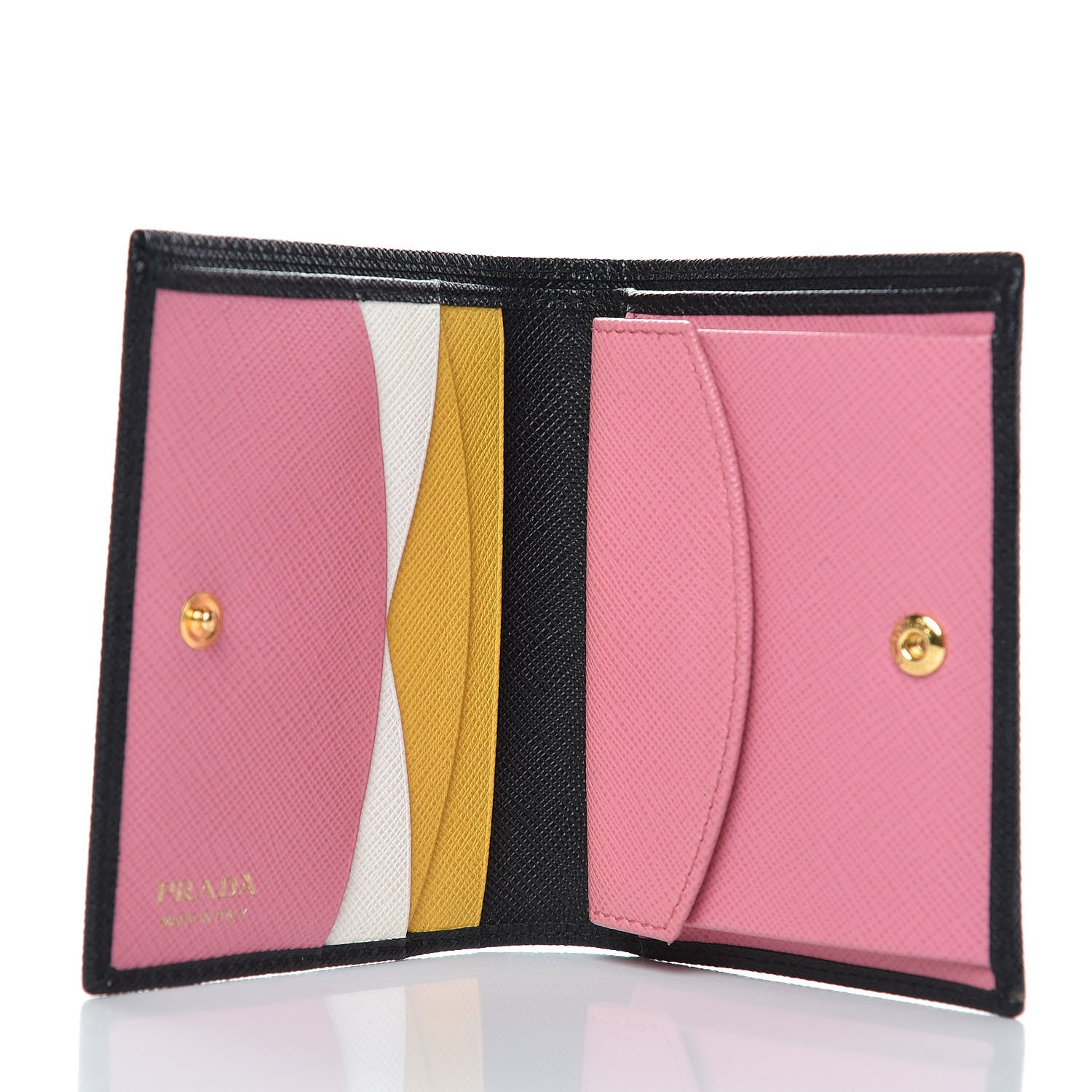 Prada Saffiano Multicolor Compact Wallet Black Soleil 5 of 7
