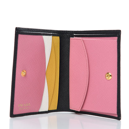 Prada Saffiano Multicolor Compact Wallet Black Soleil 5 of 7