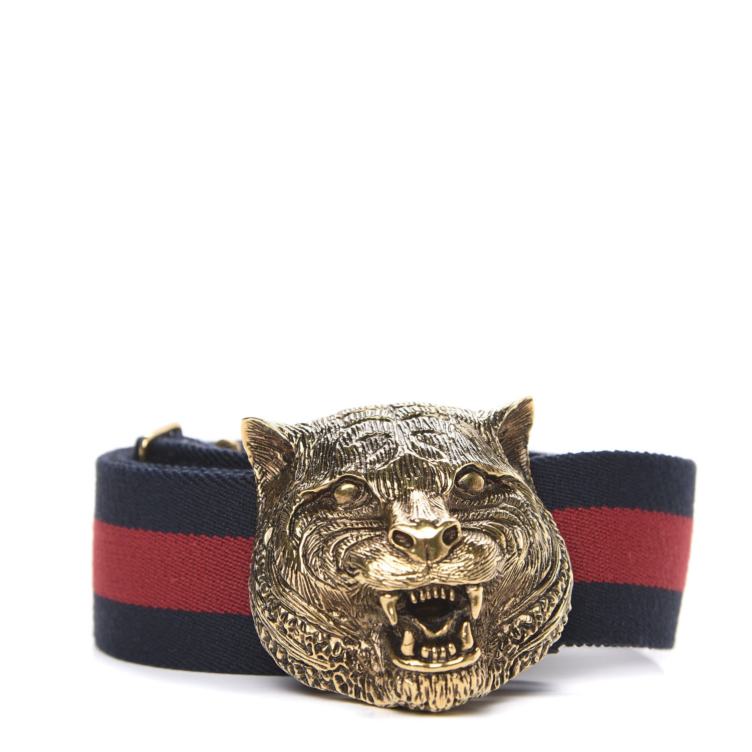 Gucci Web Feline Buckle Belt 100 40 Blue Red 1 of 4