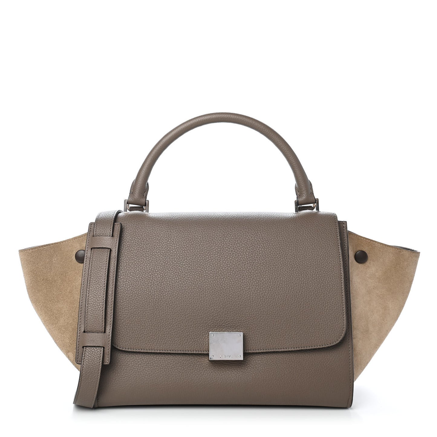 Drummed Calfskin Suede Small Trapeze Souris