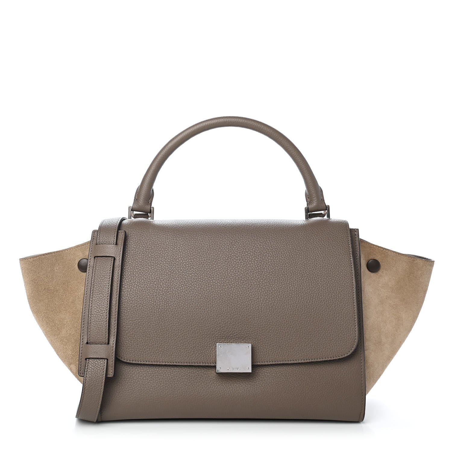 Celine Drummed Calfskin Suede Small Trapeze Souris 1 of 9