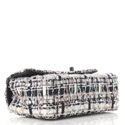 Chanel Tweed Quilted Mini Rectangular Flap White Black Multicolor 4 of 12