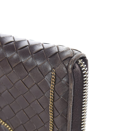 Bottega Veneta Nappa Intrecciato Zip Around Chain Wallet Ebano 15 of 20