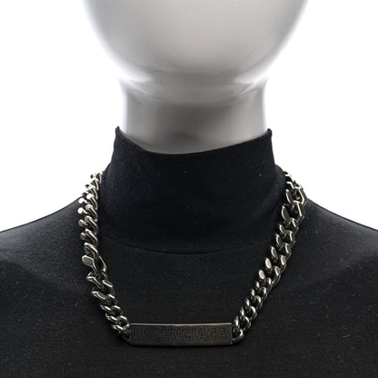 Balenciaga Brass Plate Twist Necklace Antique Silver 2 of 5