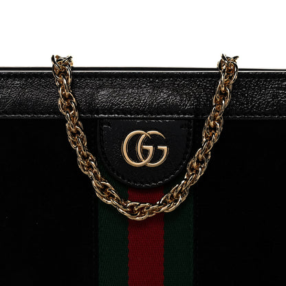 Gucci Suede Patent GG Web Small Ophidia Chain Shoulder Bag Black 12 of 14
