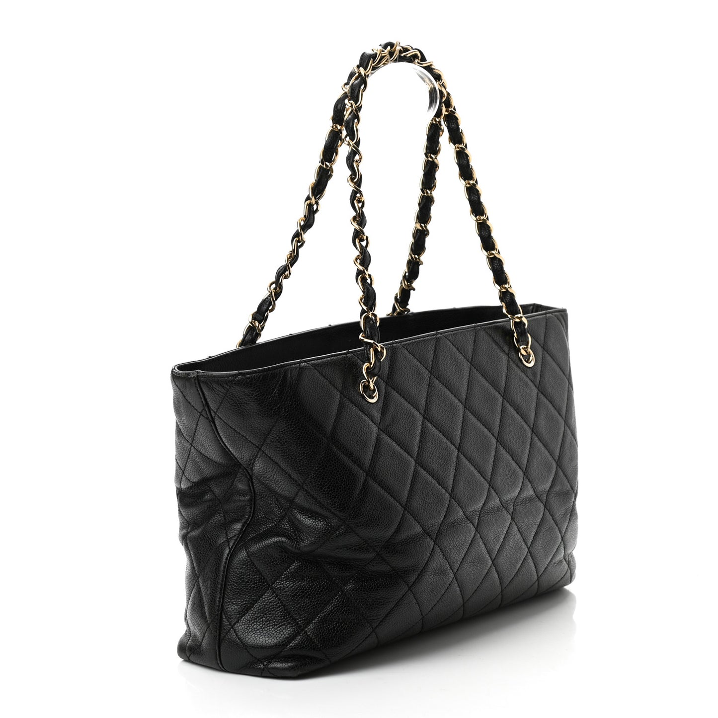 Caviar Quilted Shopping Tote Black