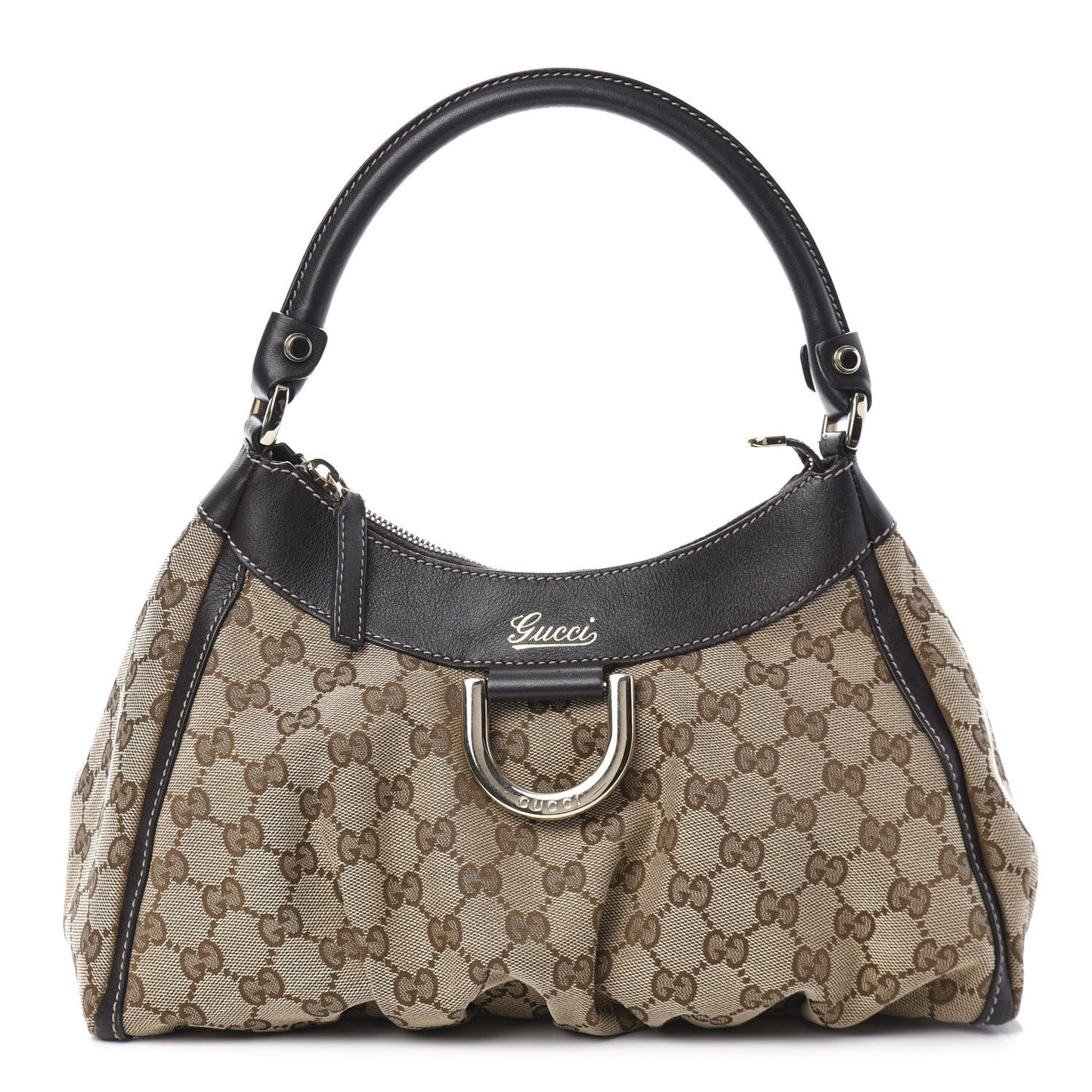 Monogram Medium D Gold Ring Hobo Dark Brown
