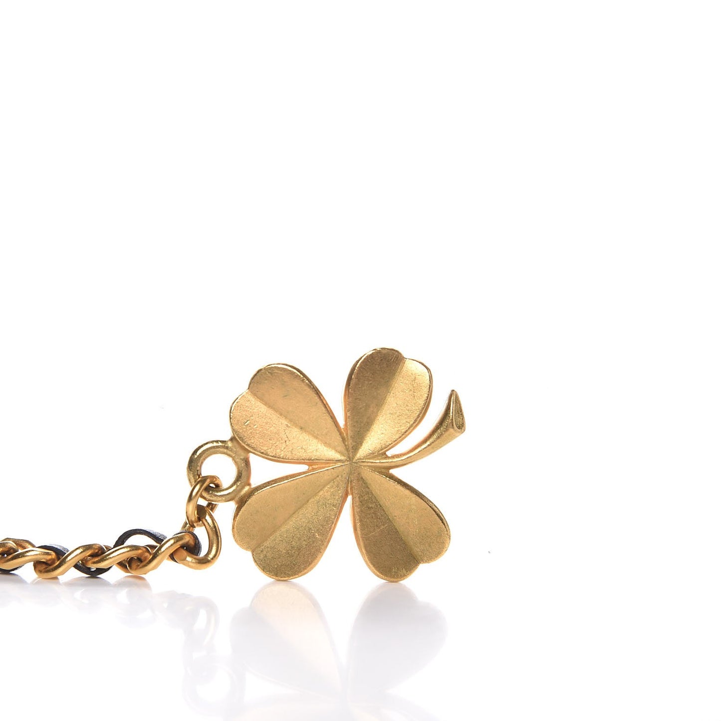 Metal Lambskin Chain CC Clover Belt Gold