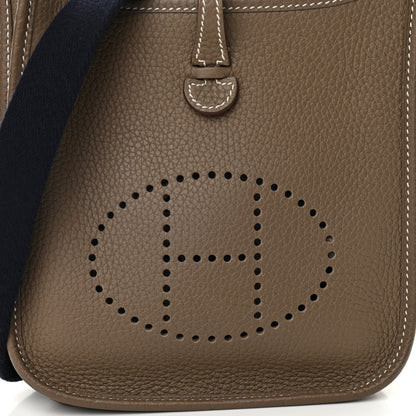 Hermes Taurillon Clemence Amazone Evelyne TPM Etoupe Bleu Indigo 7 of 9