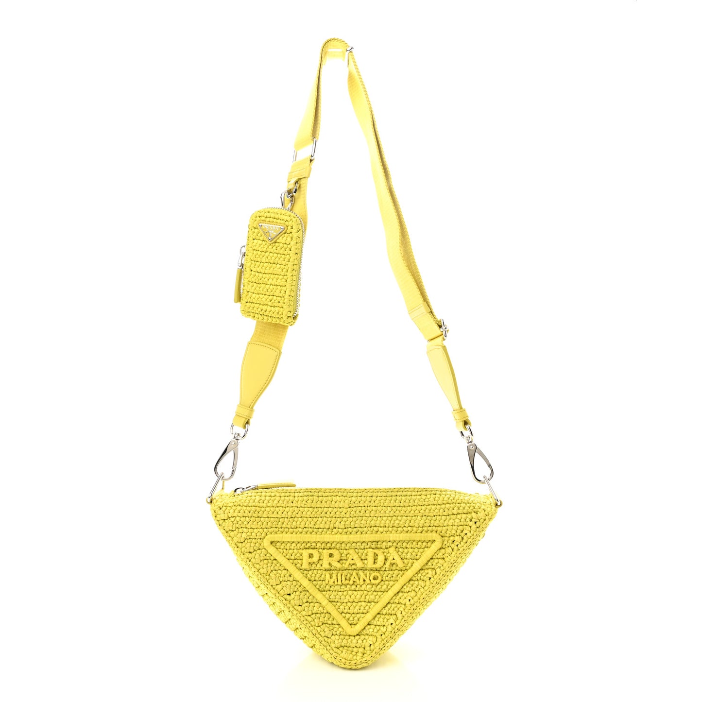 Yarn Raffia Effect Crochet Triangle Shoulder Bag Giallo