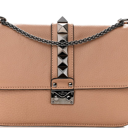 Valentino Garavani Pebbled Calfskin Medium Glam Lock Rockstud Flap Soft Noisette 7 of 10