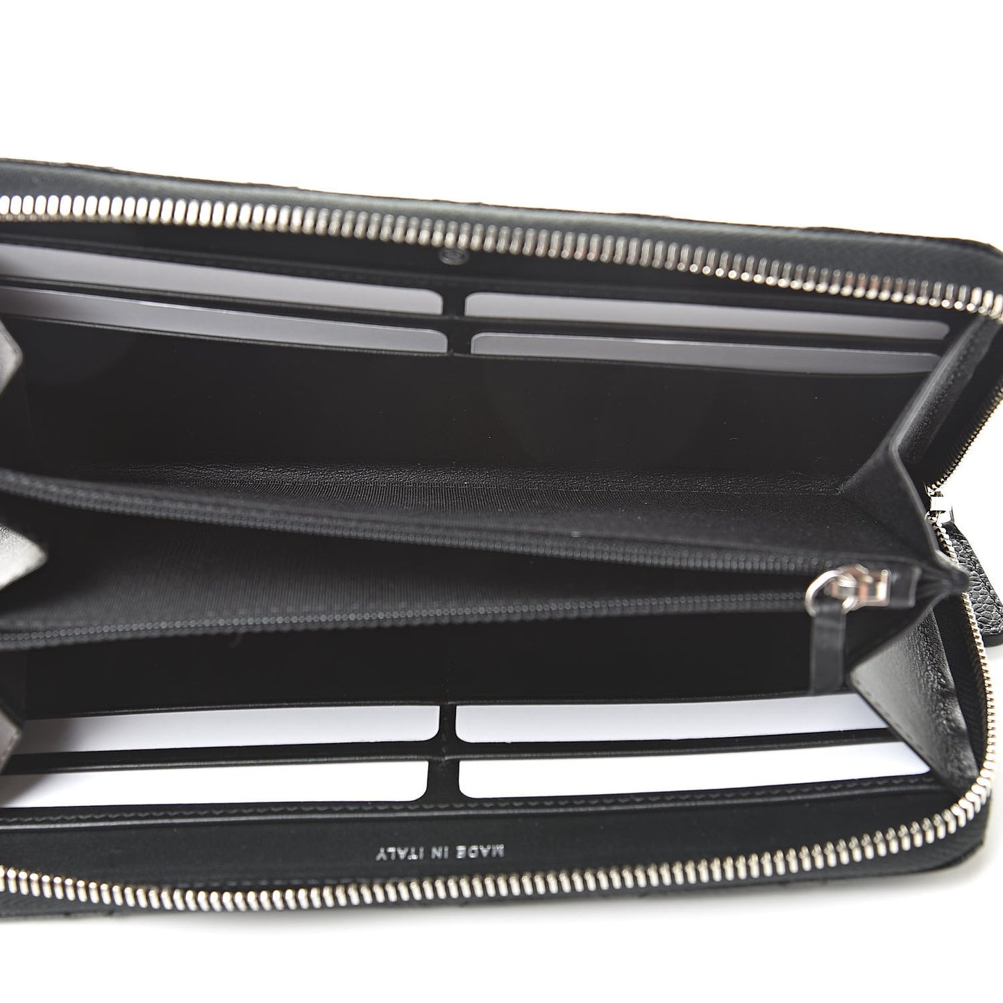 Caviar Quilted Large Gusset Zip Around Wallet Black