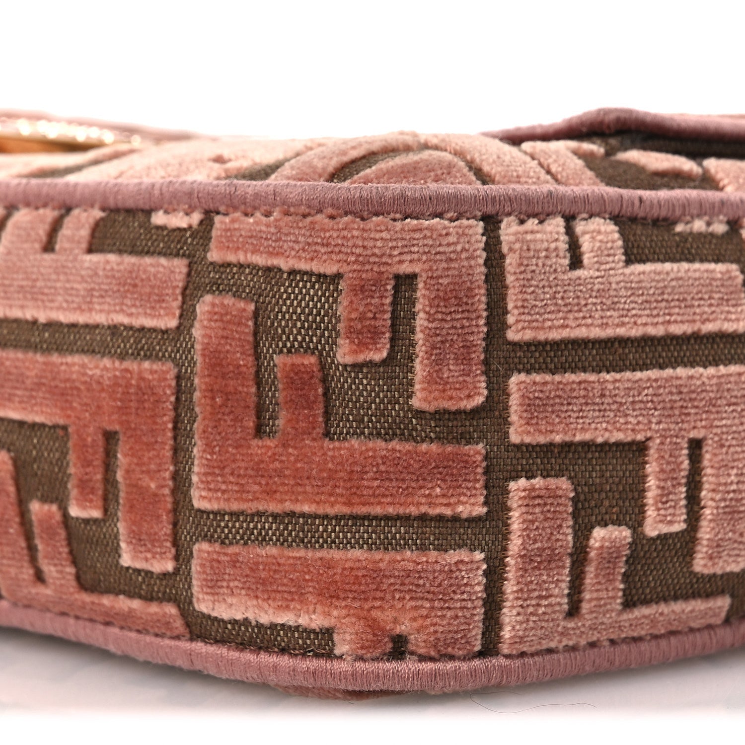 Fendi Velvet Jacquard Crystal FF Baguette Macaron 10 of 12
