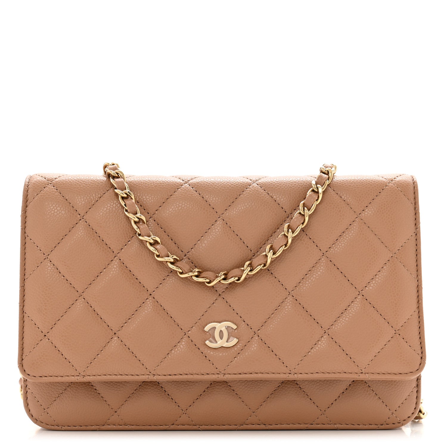 Chanel Caviar Quilted Wallet on Chain WOC Dark Beige 1 of 13