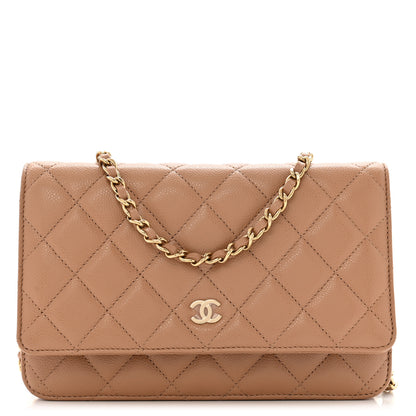 Chanel Caviar Quilted Wallet on Chain WOC Dark Beige 1 of 13
