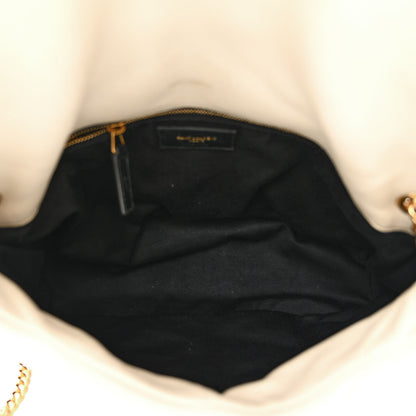 Saint Laurent Lambskin Quilted Medium Loulou Puffer Monogram Chain Satchel Crema Soft 5 of 19