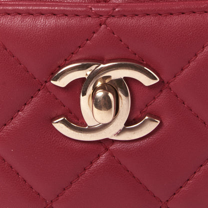 Chanel Lambskin Quilted Small Drawstring Shoulder Bag Dark Pink 10 of 11