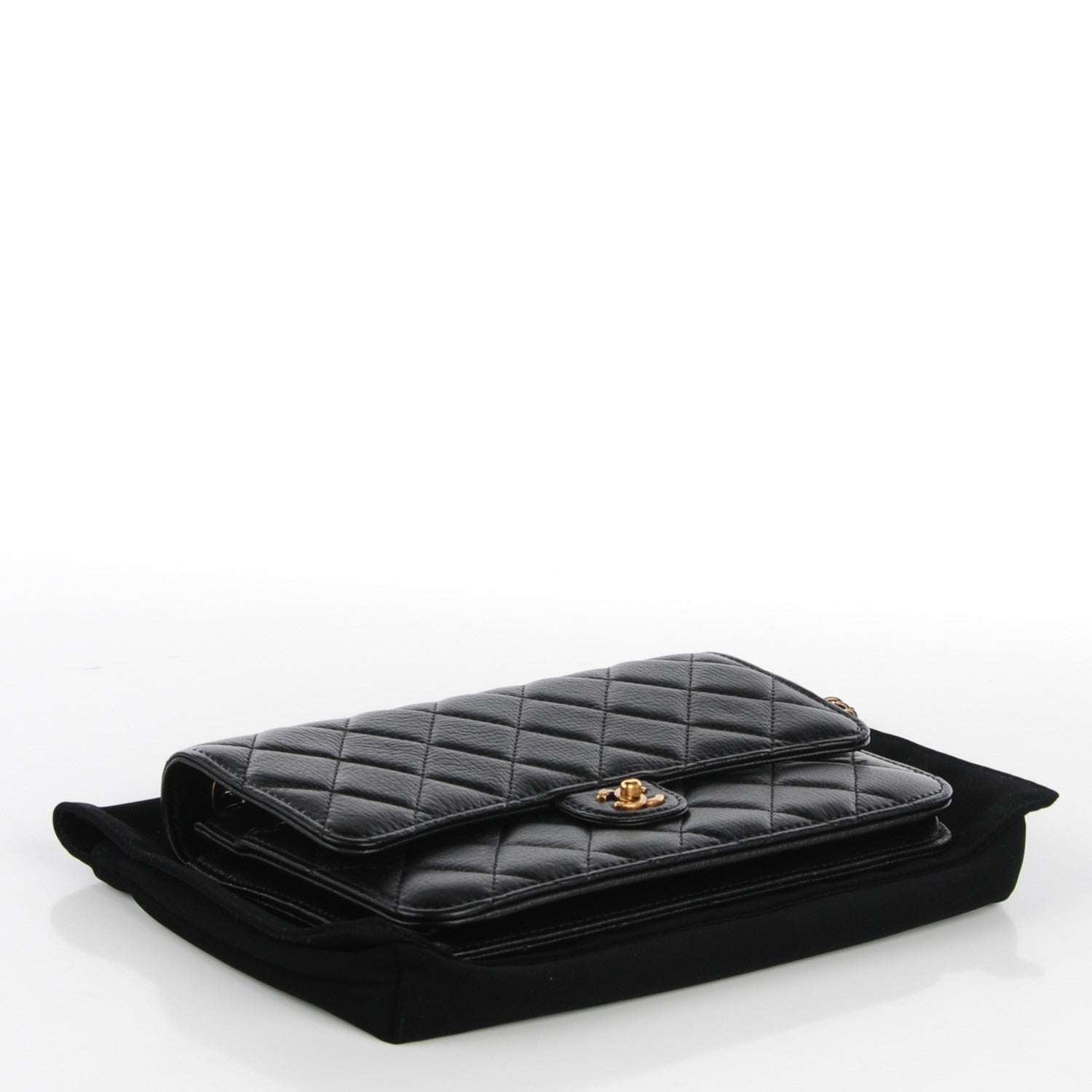 Chanel Goatskin Quilted CC Eyelet Wallet On Chain Black 4 of 9