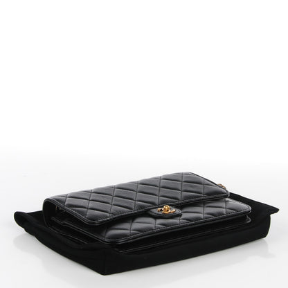 Chanel Goatskin Quilted CC Eyelet Wallet On Chain Black 4 of 9