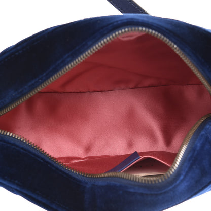Gucci Velvet Matelasse Small GG Marmont Chain Shoulder Bag Cobalt 5 of 11
