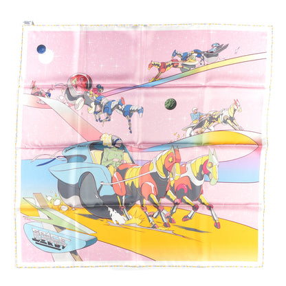 Hermes Silk Space Derby Scarf 90 Rose Pale Ciel Jaune 1 of 3