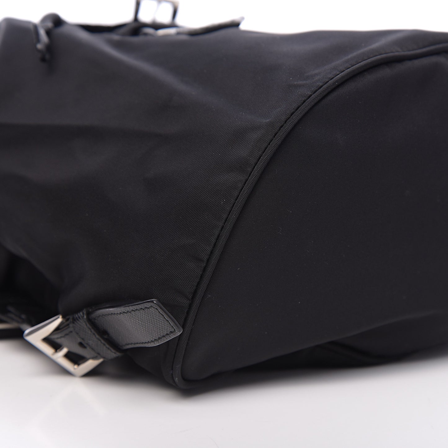 Nylon Vela Saffiano Medium Cinch Backpack Black