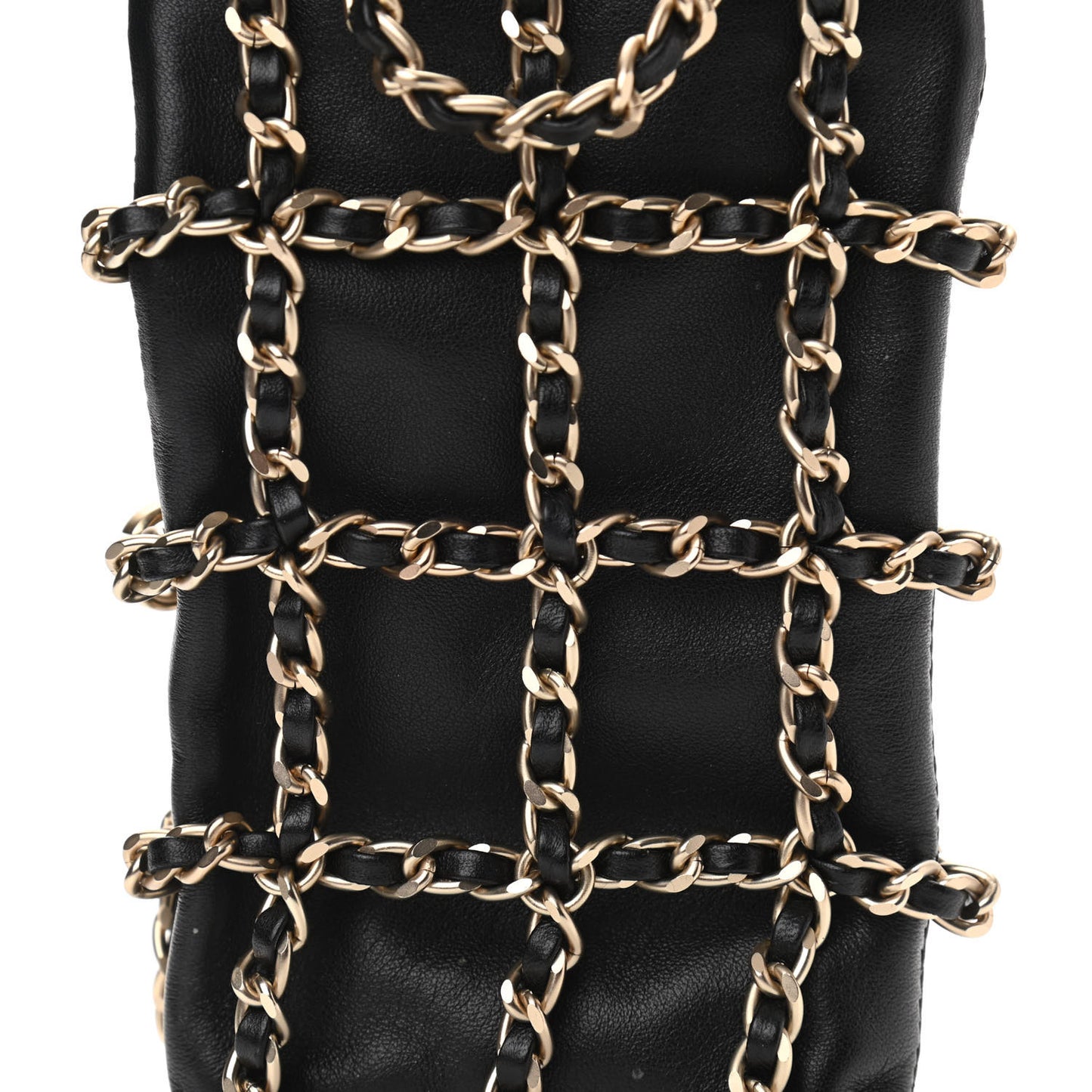 Lambskin Tech Me Out Clutch With Chain Black
