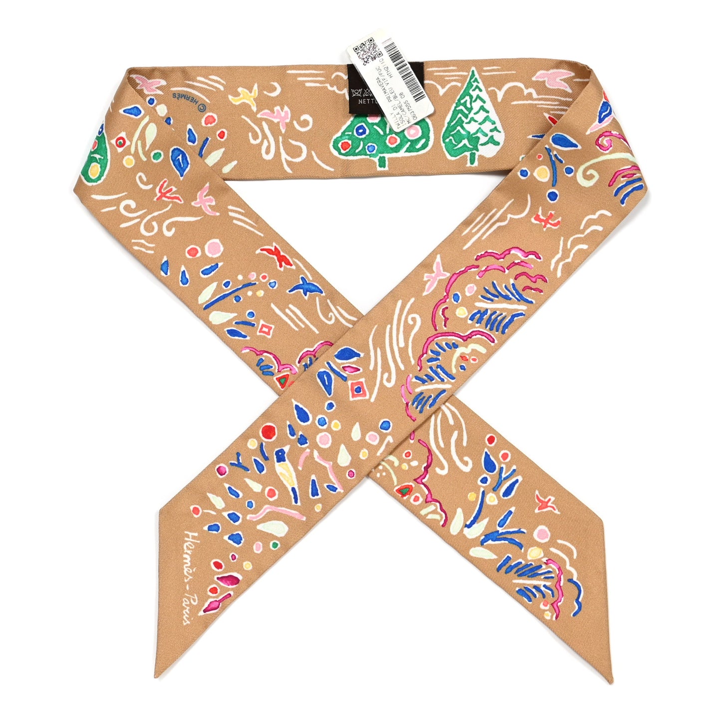 Silk Isola Di Primavera Twilly Camel Bleu Vif Fuchsia