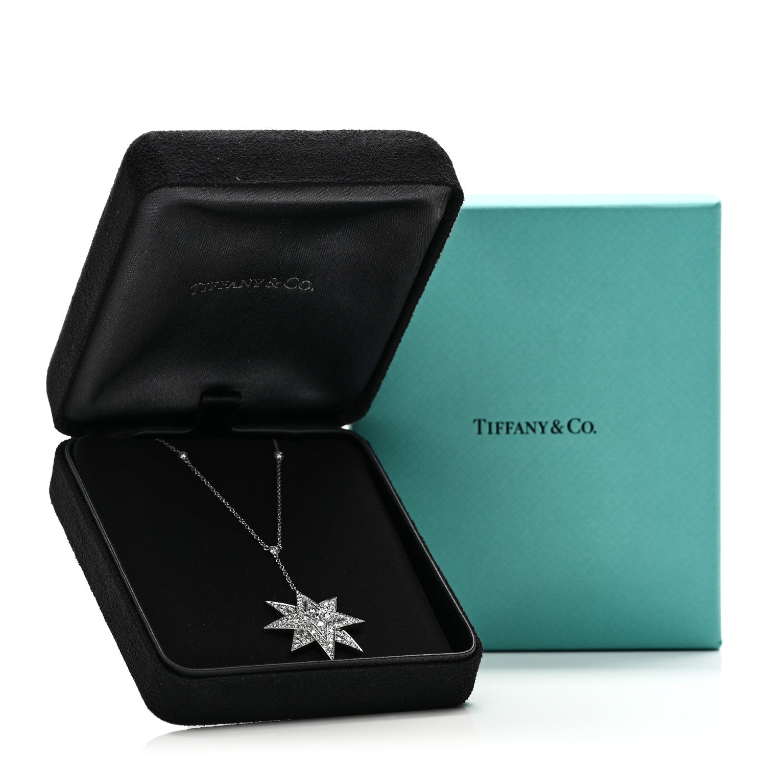 Tiffany Platinum Diamond Star Drop Necklace 6 of 6
