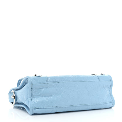 Balenciaga Agneau Classic Silver Hardware Mini City Logo Strap Baby Blue Black 4 of 13