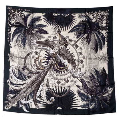 Hermes Silk Mythiques Phoenix Scarf 90 Vert Anthracite Vanille Auberg 2 of 5