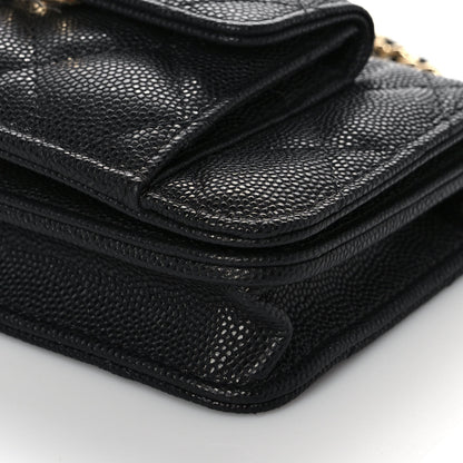 Chanel Caviar Quilted Pocket Twins Clutch With Chain Black 9 of 12