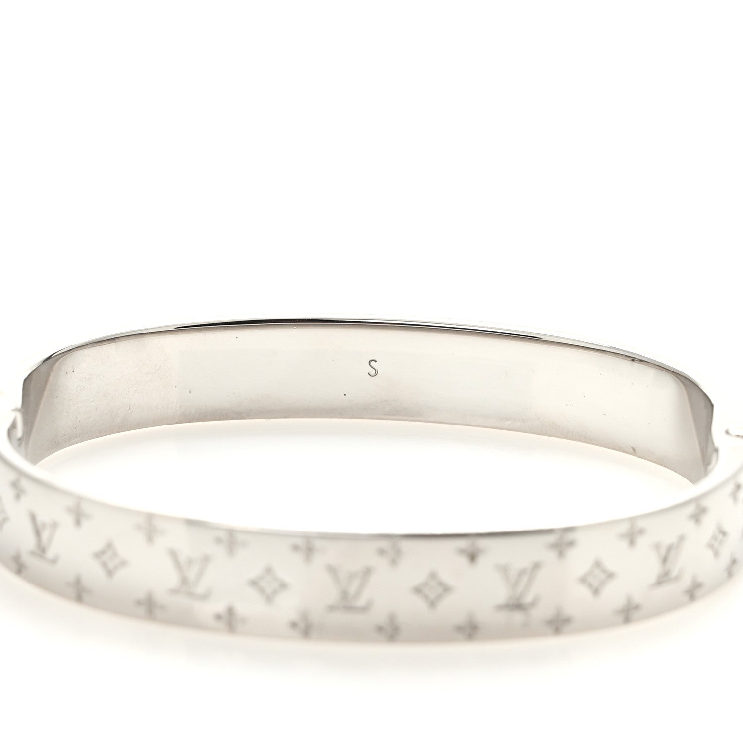 Louis Vuitton Brass Palladium Plated Nanogram Cuff S Silver 5 of 6