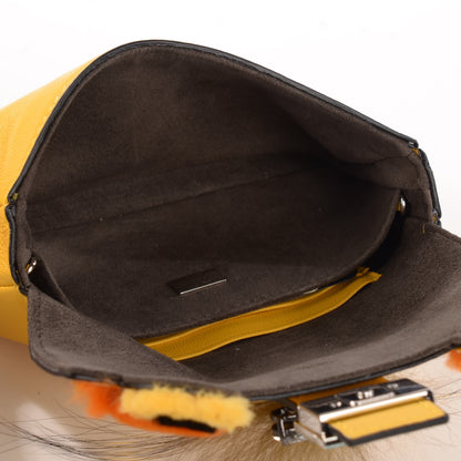 Fendi Nappa Rabbit Fox Fur Micro Buggie Baguette Sunflower 5 of 9
