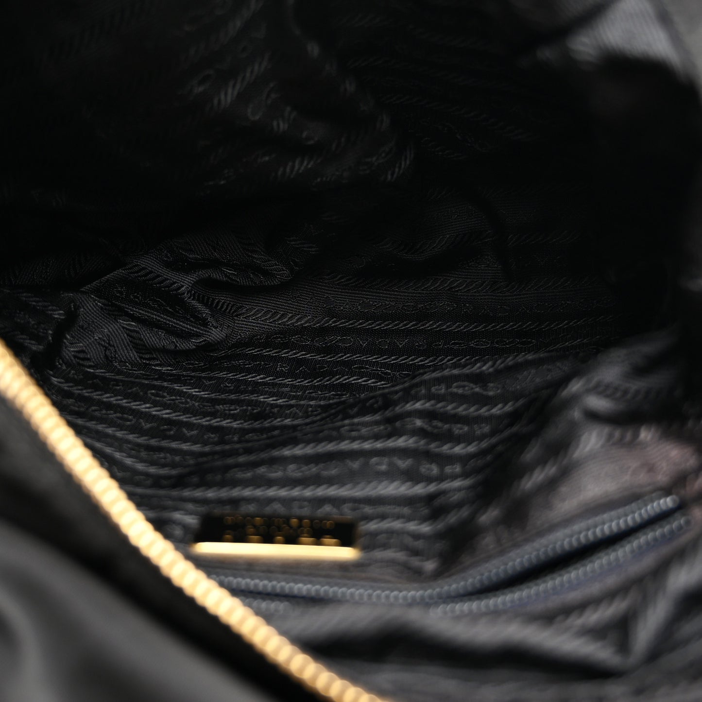 Nylon Tessuto Impuntu Quilted Flap Shoulder Bag Black