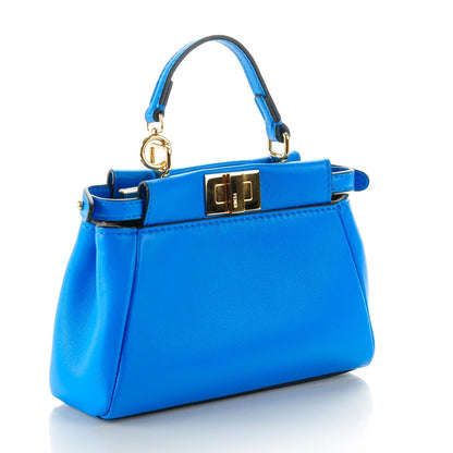 Fendi Shiny Nappa Micro Peekaboo Iconic Satchel Blue Royal 3 of 9